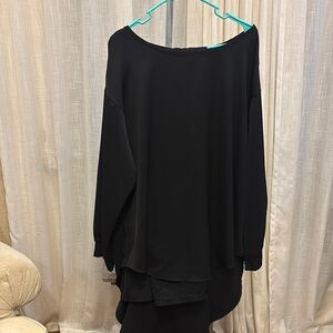 Source Unknown Black Asymmetrical Long Sleeve Tunic